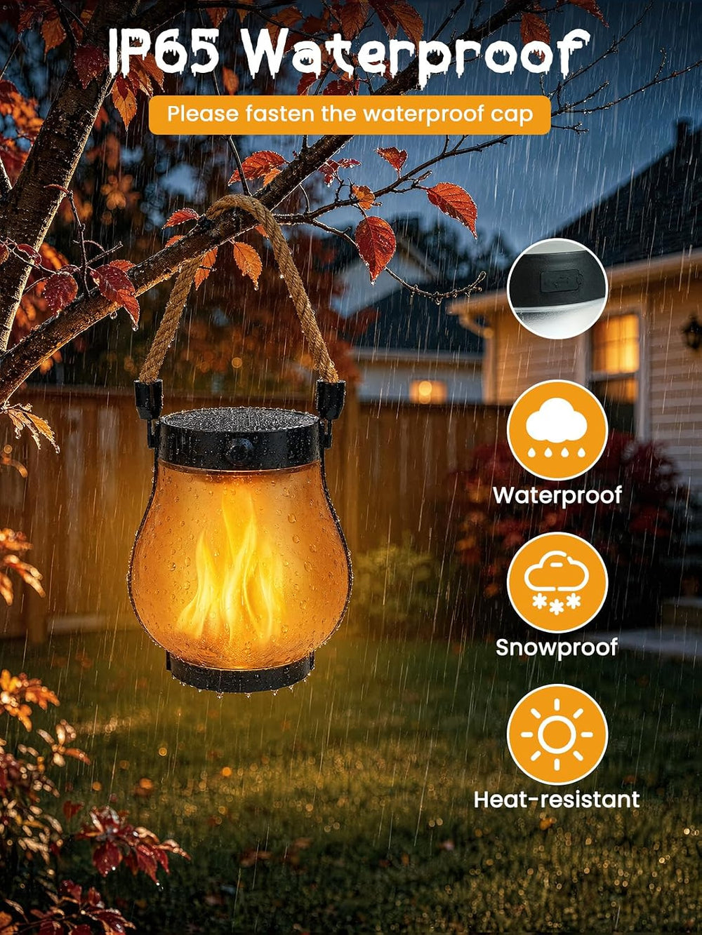 4 Pack Solar Lanterns Outdoor Waterproof Hanging Flame Halloween Lights