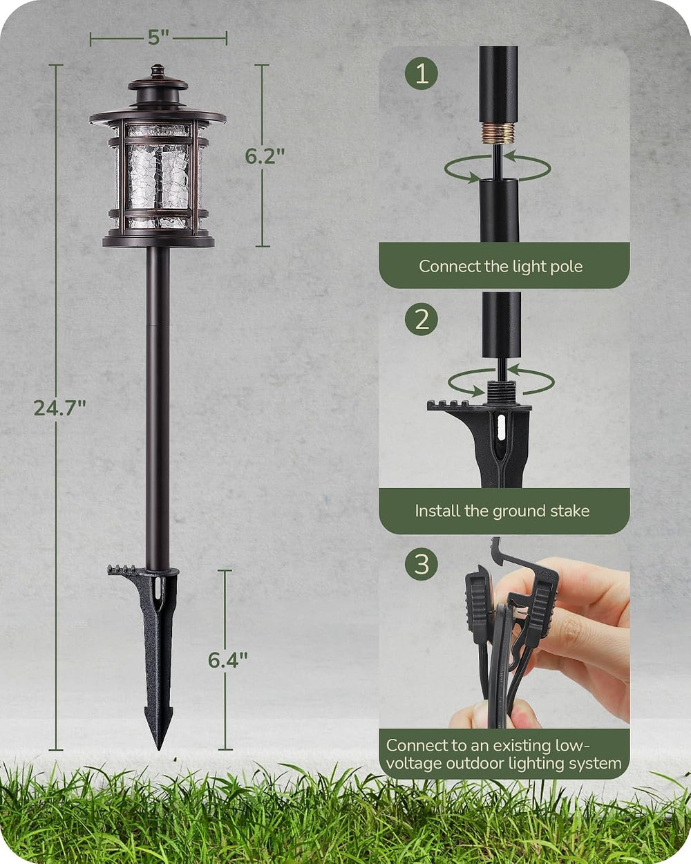 EDISHINE Low Voltage Pathway Lights Waterproof Landscape Path Lights 4 Pack