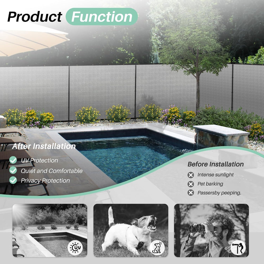 SunnyRoyal 5' x 12' Privacy Fence Screen Panel with Iron Poles Freest...