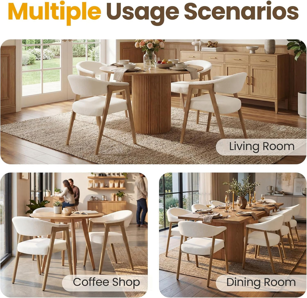 CIMOTA Upholstered Dining Chairs with Arms Set of 6, Mid Century Modern Kitch...