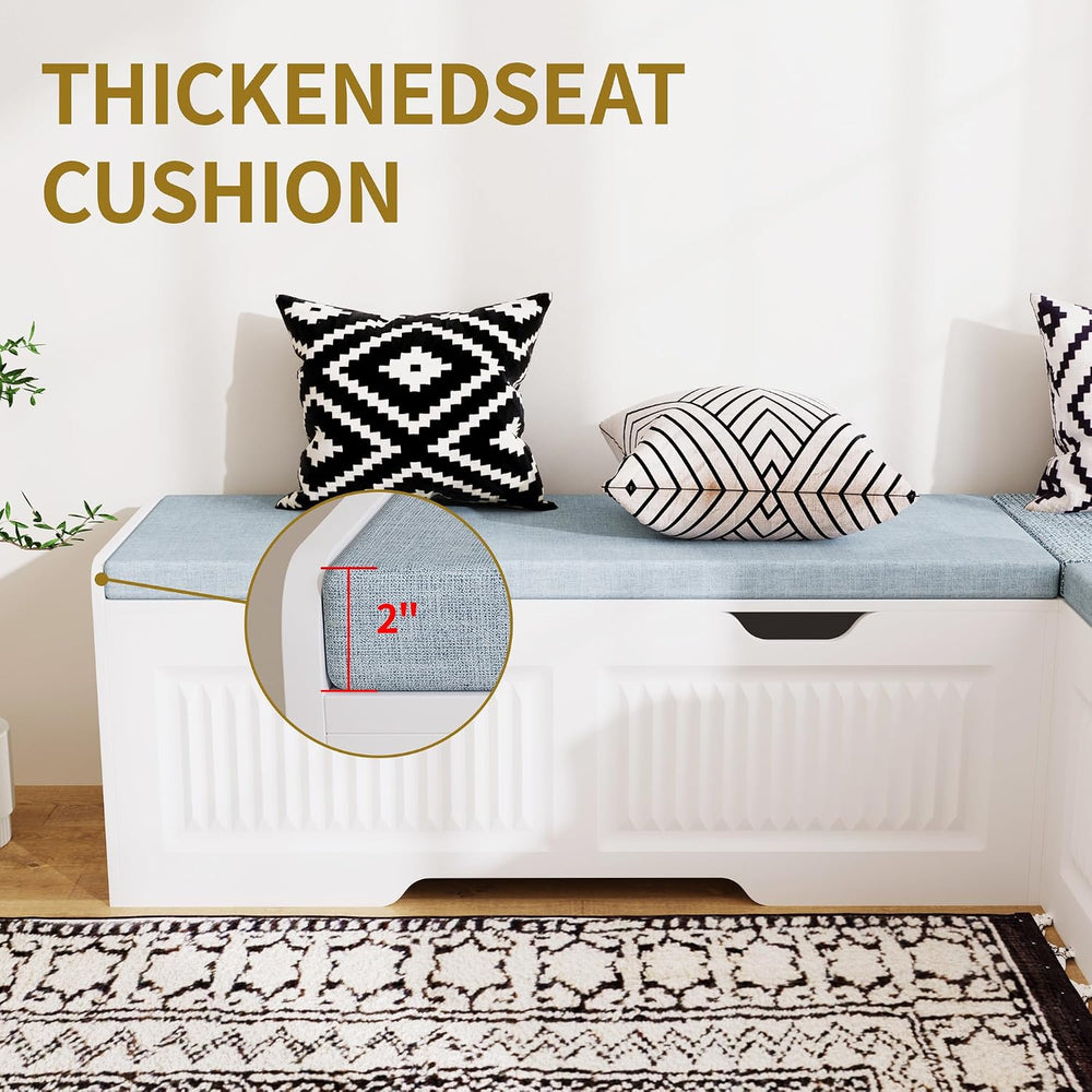 63" L-Shaped Breakfast Corner Storage Bench,Modern Banquette Seating wit...