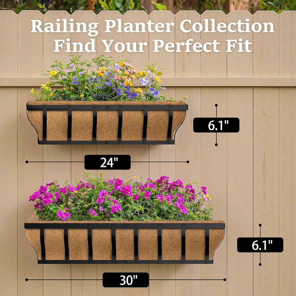 VOXOR Railing Planter Boxes, Heavy Duty Window Box Planters, Adjustable Balco...