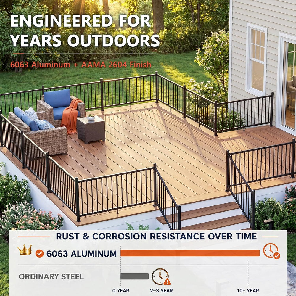 36 in. H x 4 ft. W Modular Aluminum Stair Railing Kits with Post