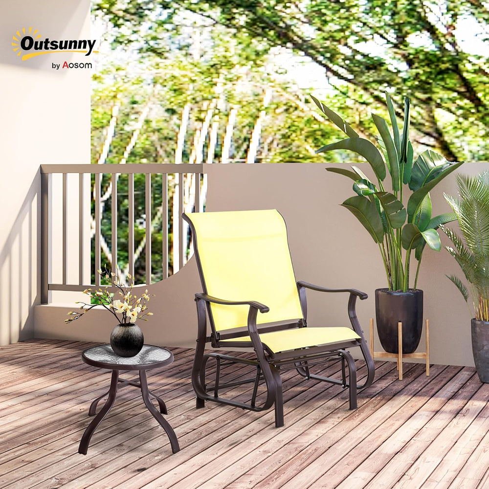 Outsunny Outdoor Glider Chair Patio Garden Steel Frame Beige