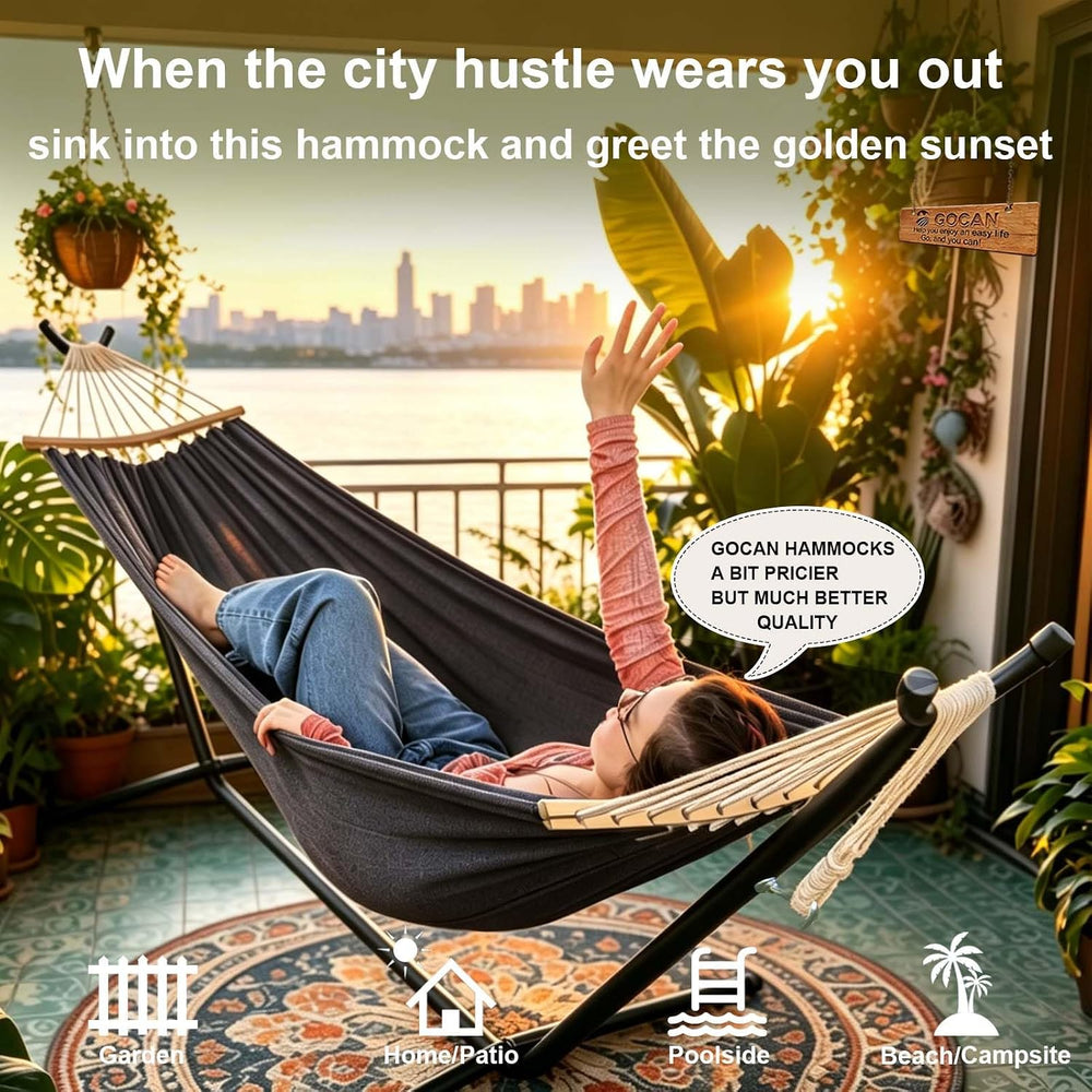 GOCAN Hammock with Bars Large Hammocks bedsize 220x150cm XXL