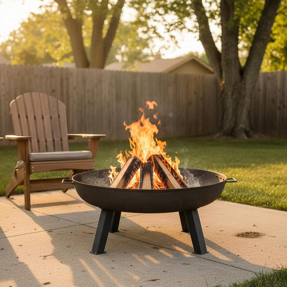 Sunnydaze Cast Iron Heavy Duty Large Fire Pit for Outside Wood Burning, 34"