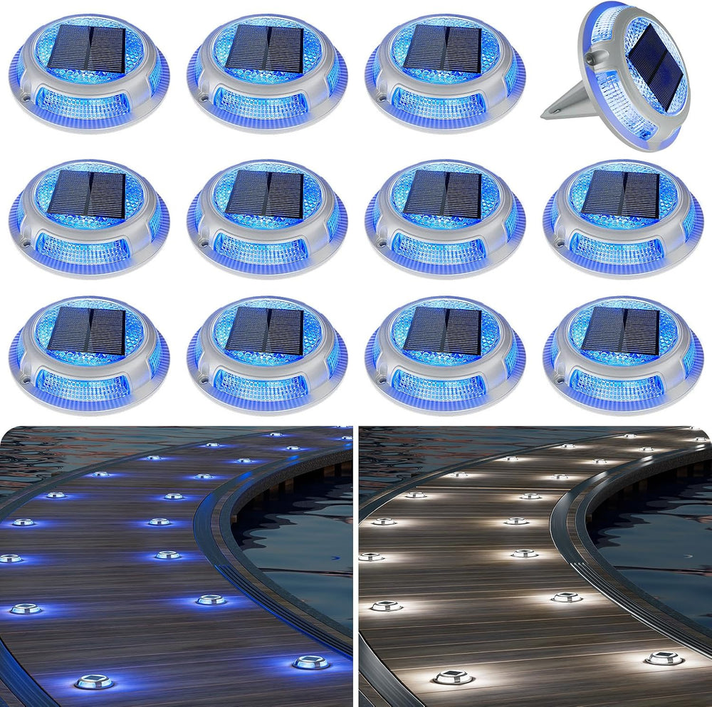 VOLISUN Solar Driveway & Deck Lights 12 Pack Dock Marine Ground LED Lights