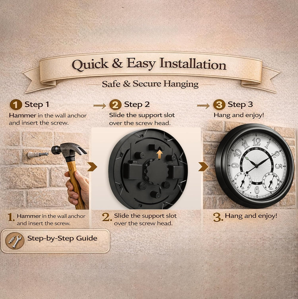 Pytha Sight 18 Inch Metal Illuminated Outdoor Clocks for Patio Waterproof