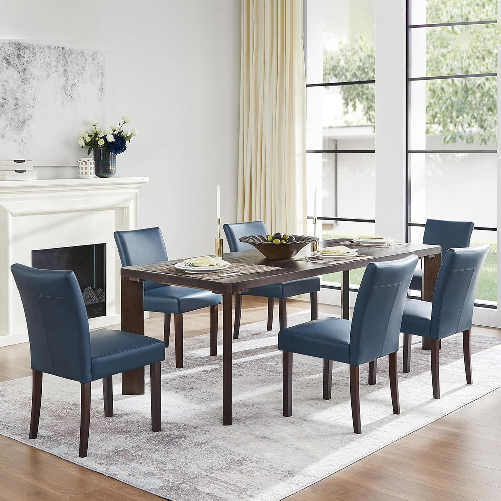 Watson & Whitely Upholstered Dining Chairs, Faux Leather, Set of 6, Blue