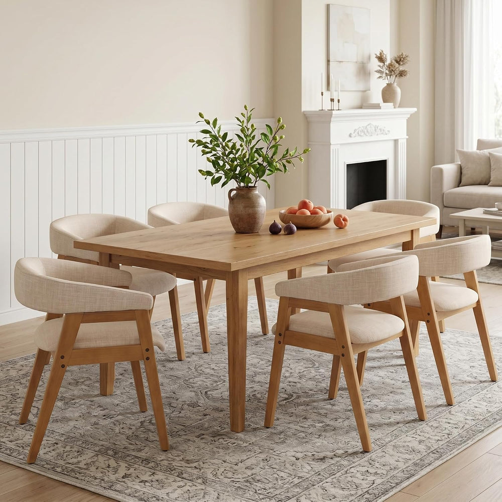 CIMOTA Modern Barrel Dining Chairs with Arms Set of 6, Upholstered Fabric Kit...