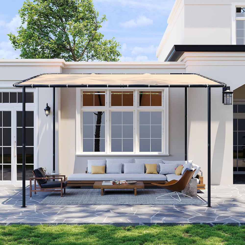 10x12 Lean to Pergola Outdoor Gazebo with Water Resistant & UV-Resistant,...
