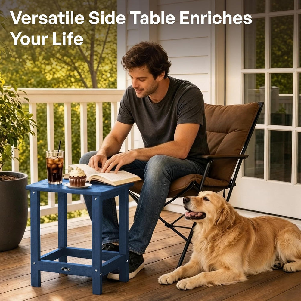 Square Outdoor Side Table, Patio End Table for Adirondack Chair, Navy