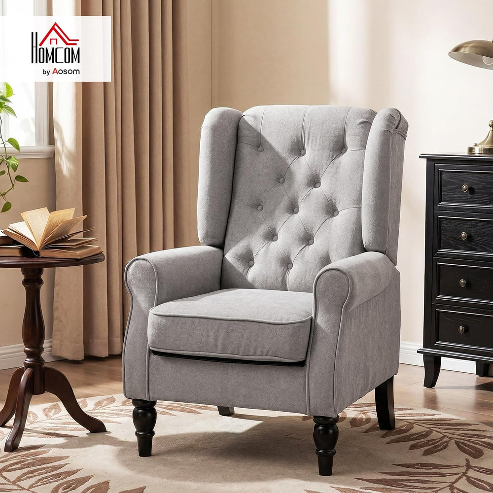 HOMCOM Mid-Century Modern Accent Chair, High Wingback Armchair, Gray