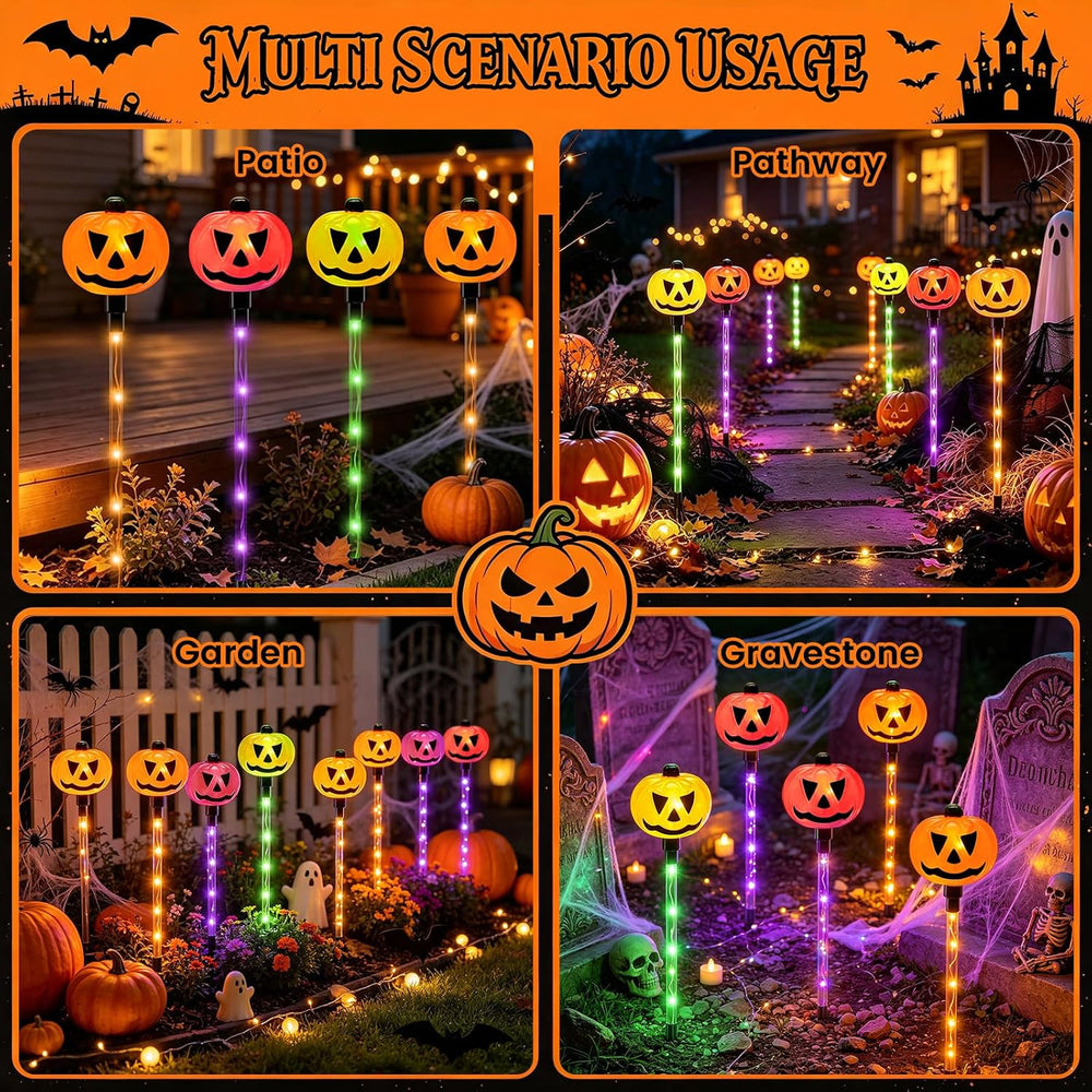 VOOKRY 12Pack Solar Pumpkin Lights for Halloween Decorations Outdoor