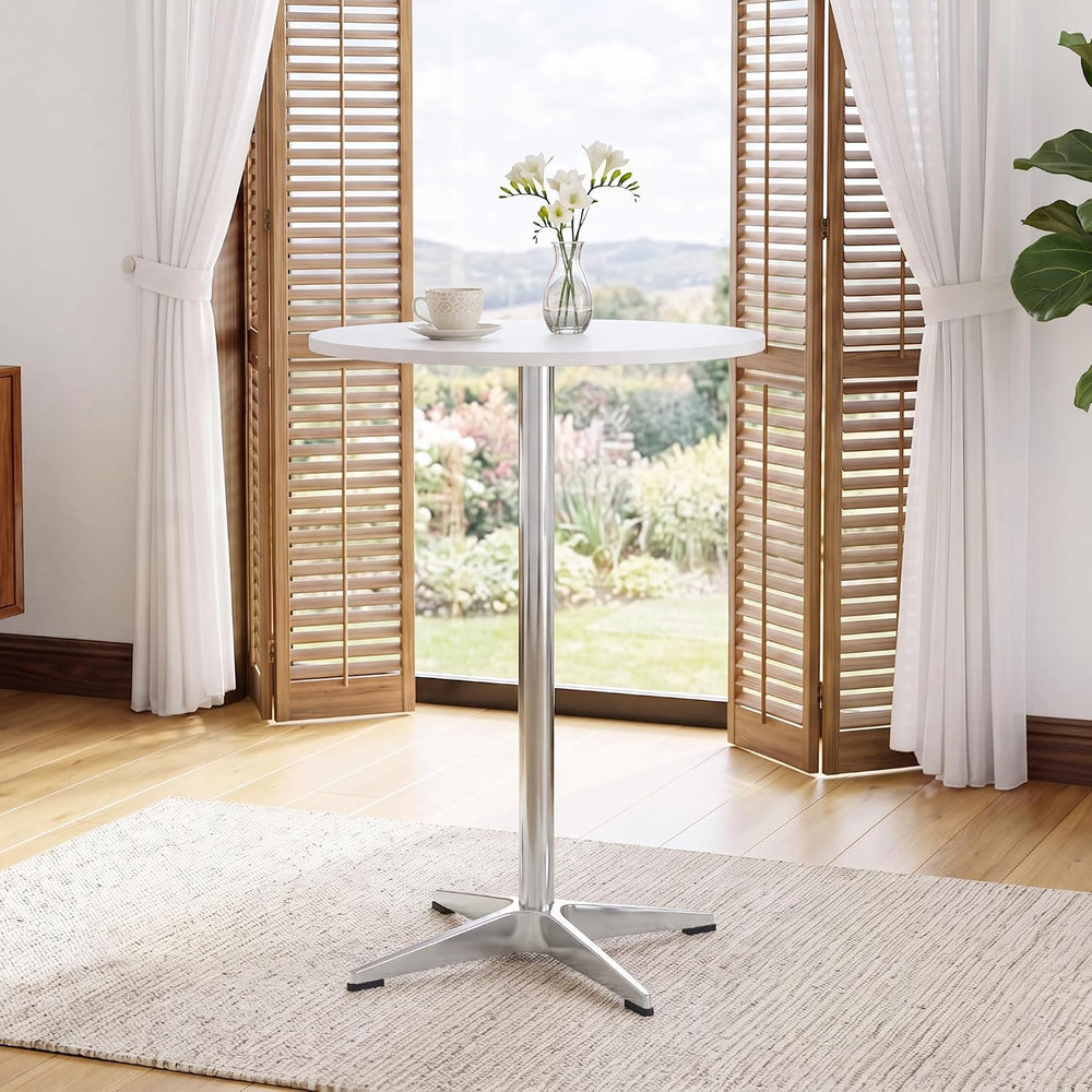 NOBPEINT Modern Round Pub Tables Bar Tables with Metal Cross Base, Wooden Coc...