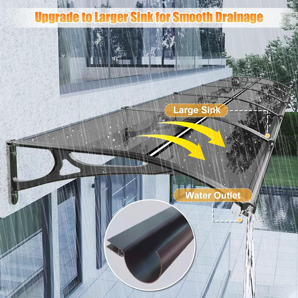 Door Awning Exterior, Polycarbonate Canopy with Aluminum Frame. UV Resistant ...