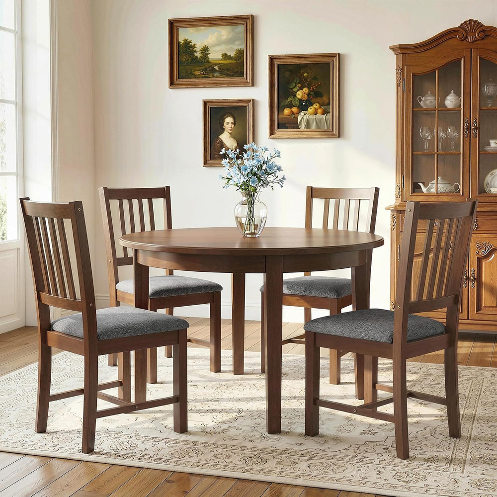 HOMCOM Wooden Dining Chairs Set of 2 with Slat Back, Farmhouse, Walnut
