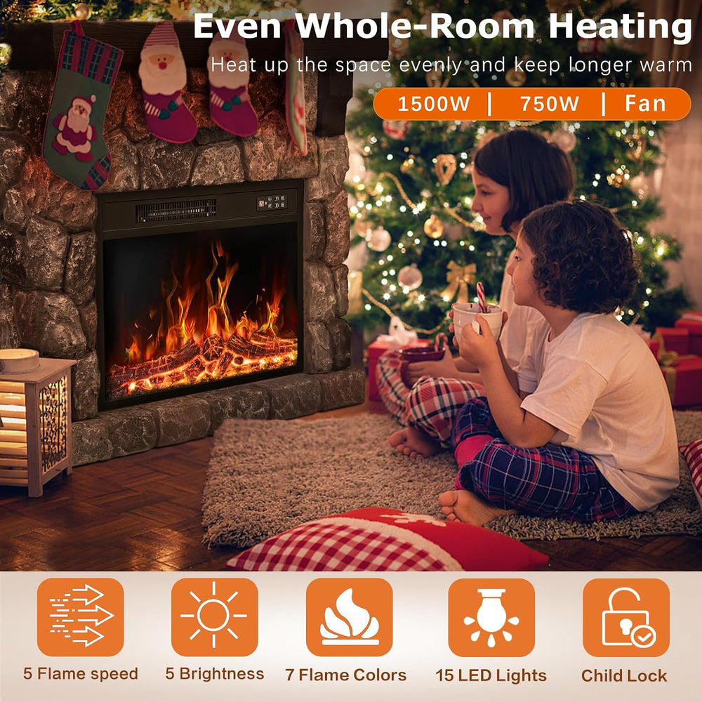 36inch Electric Fireplace with Mantel, Stone Fireplace Heater