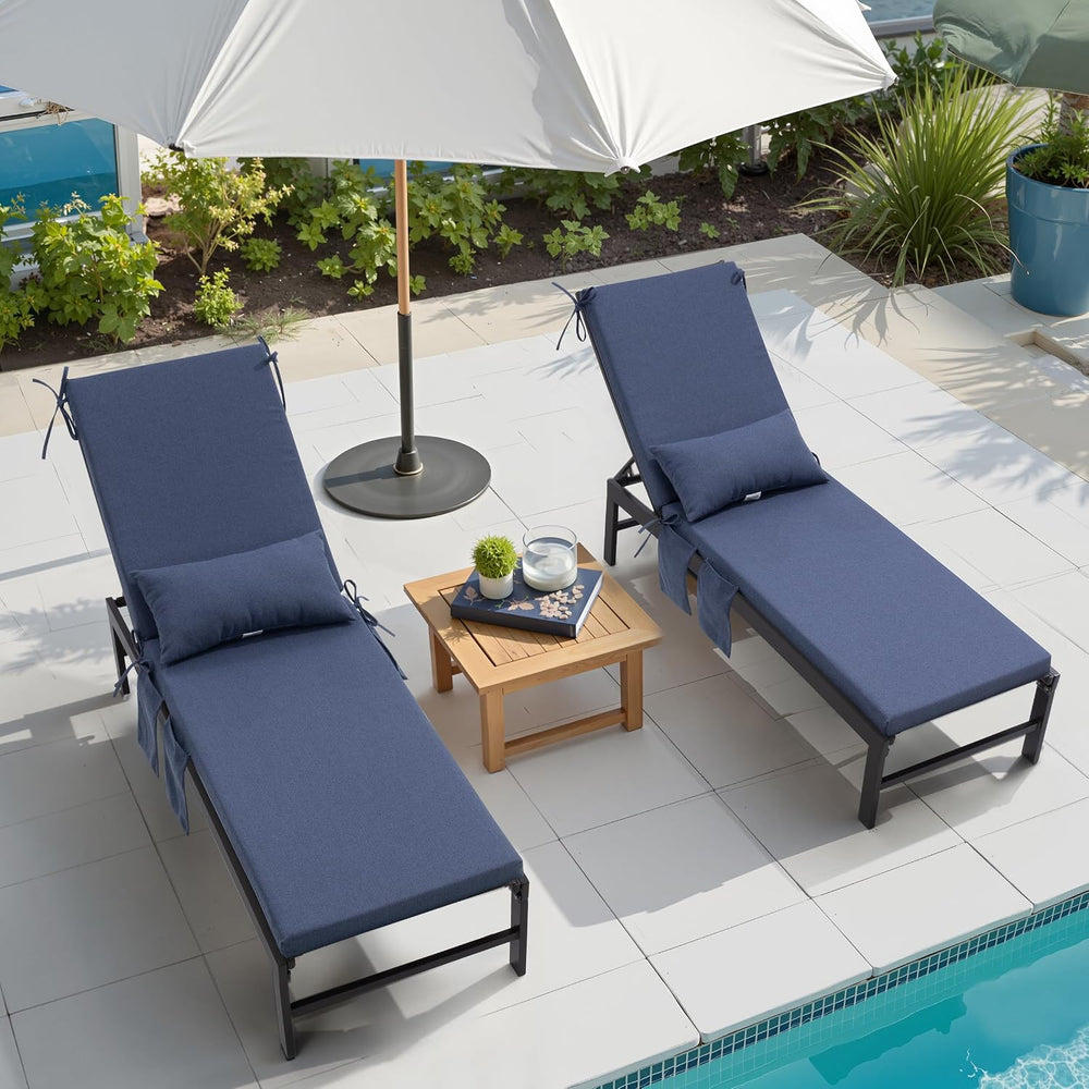 Pellebant Outdoor Lounge Chair Cushions with Pillow & Pockets, 72" x...