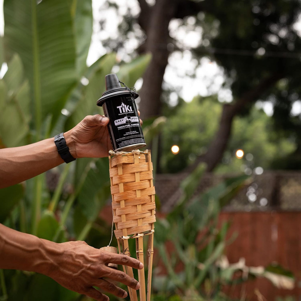 TIKI Bamboo Tiki Torches 4-Pack – Weather-Resistant Outdoor Décor with Easy-P...