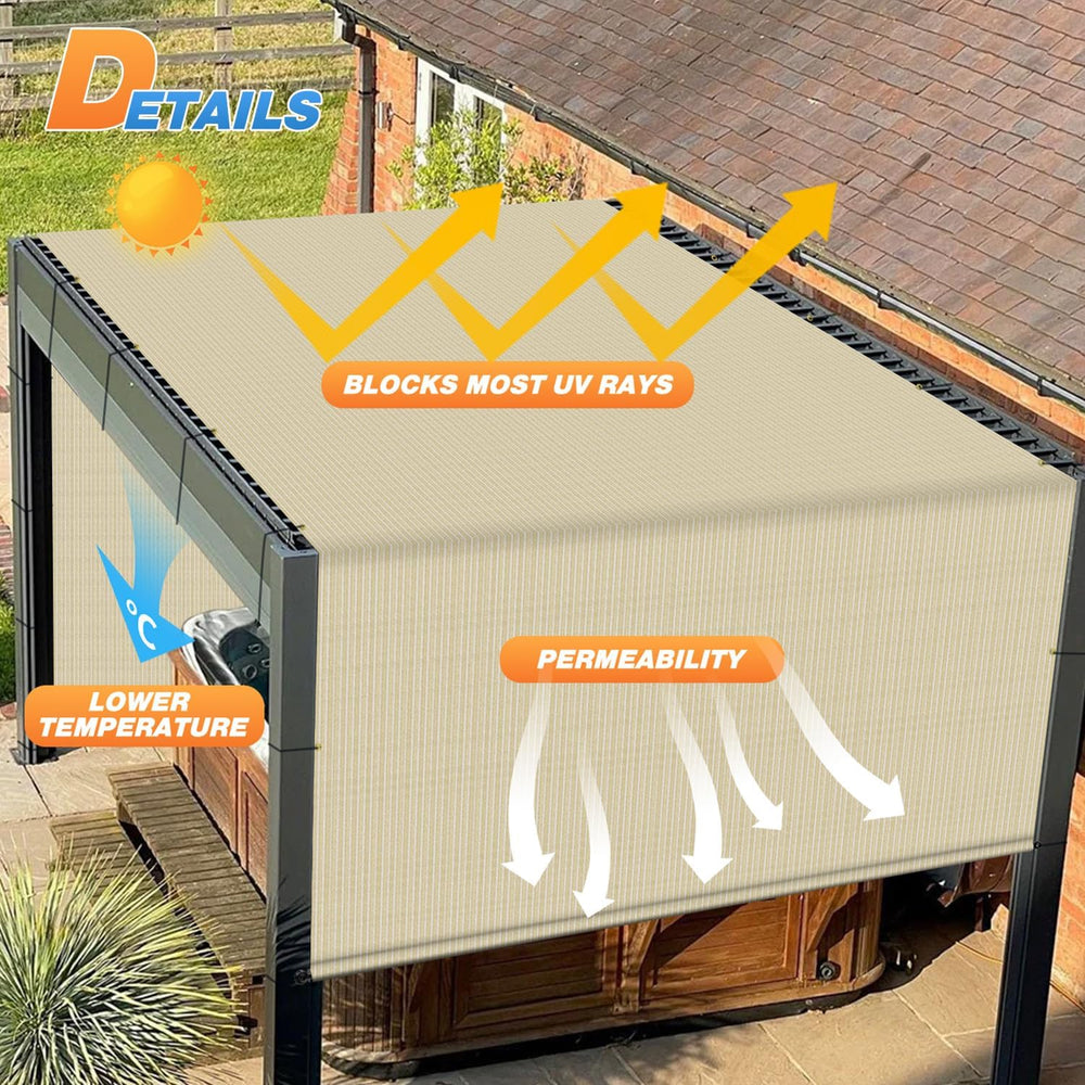 TANG 8'x12' Pergola Shade Cover Replacement Canopy for Patio Deck Sun...