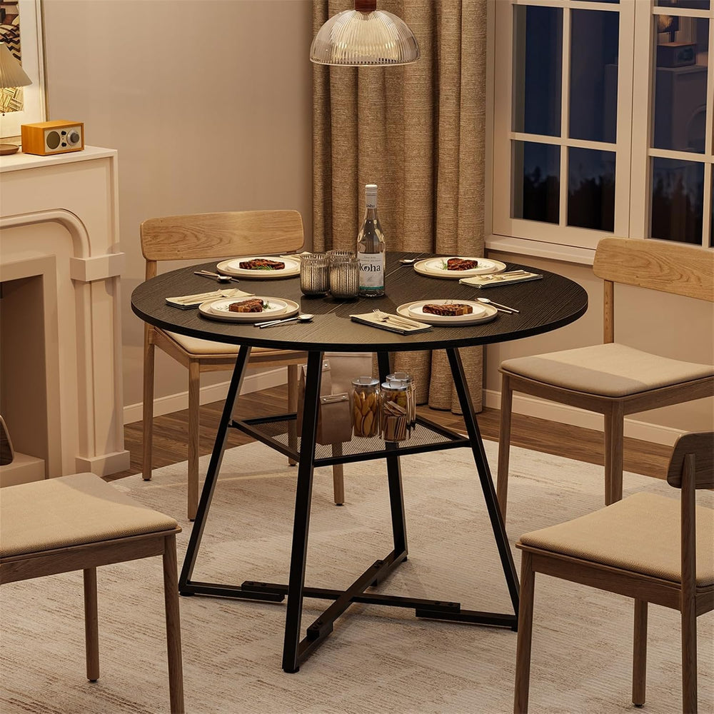 DUMOS 42" Round Dining Table with Storage, Circle Kitchen Table for 4-5