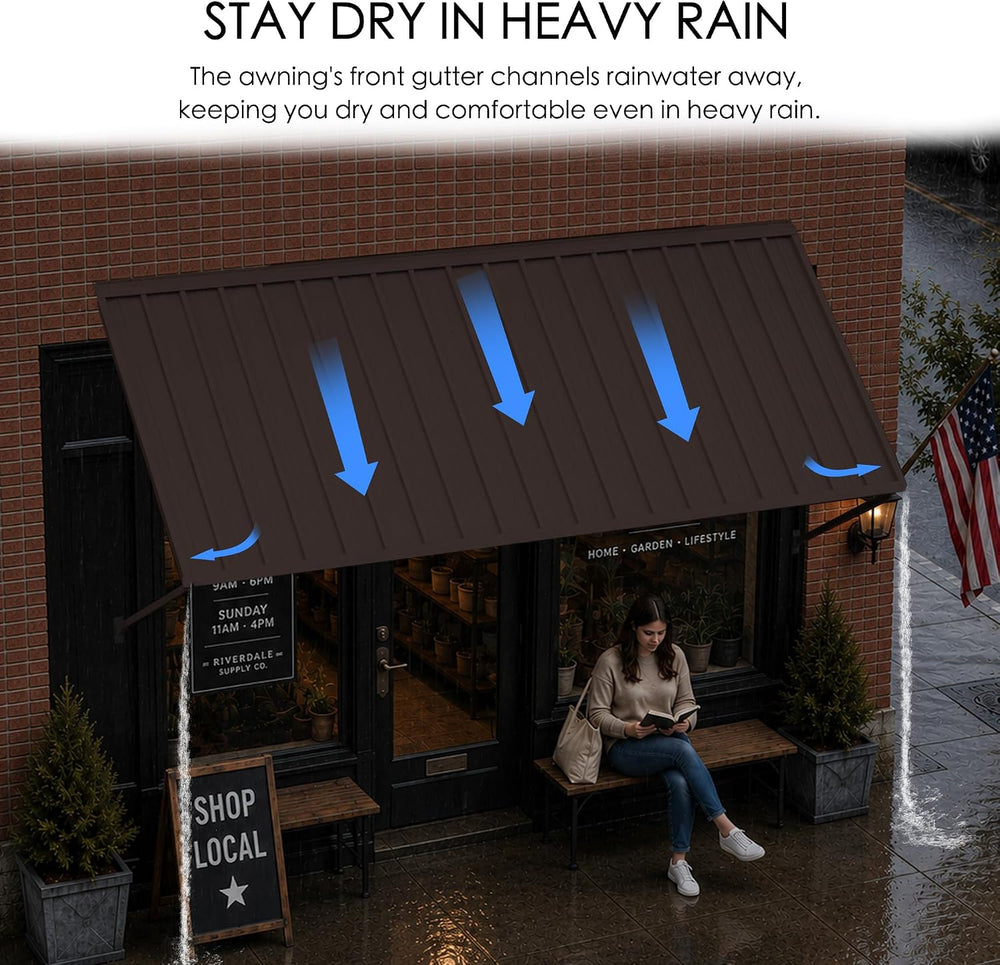 Kozyard Adjustable Window Awning Powder-Coated Iron Canopy, All-Weather Rain,...