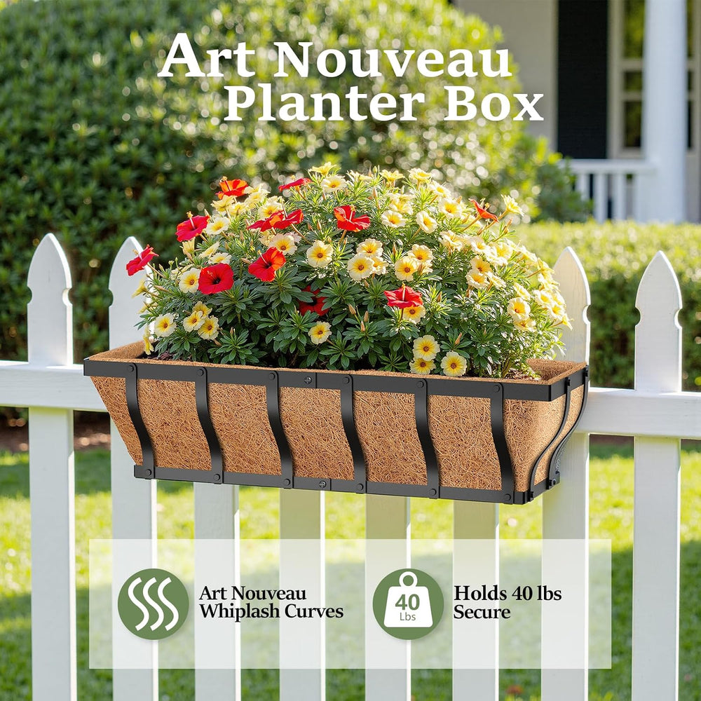 VOXOR Railing Planter Boxes, Heavy Duty Window Box Planters, Adjustable Balco...