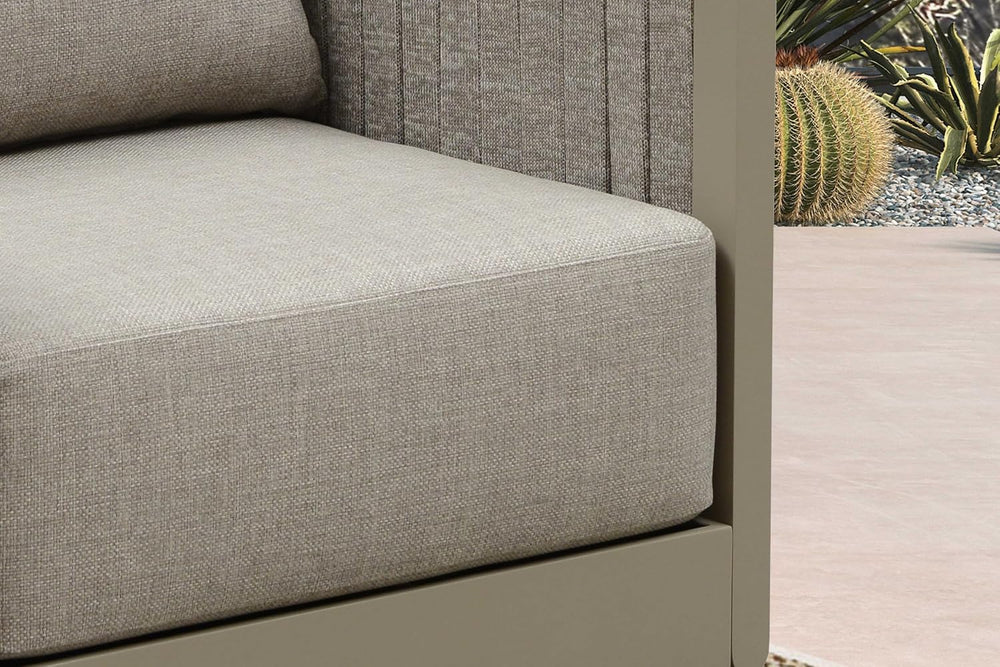 PURPLE LEAF Patio Conversation Set 7-Piece w/Ottoman Olefin, Beige
