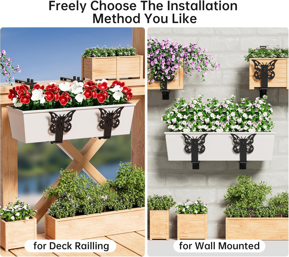 HFHOME Window Box Brackets, Adjustable Planter Box Brackets, Heavy Duty Flowe...