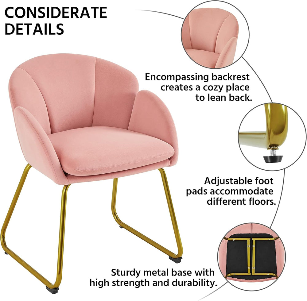 Yaheetech Flower Shape Vanity Chair with Petal Armrests, Pink