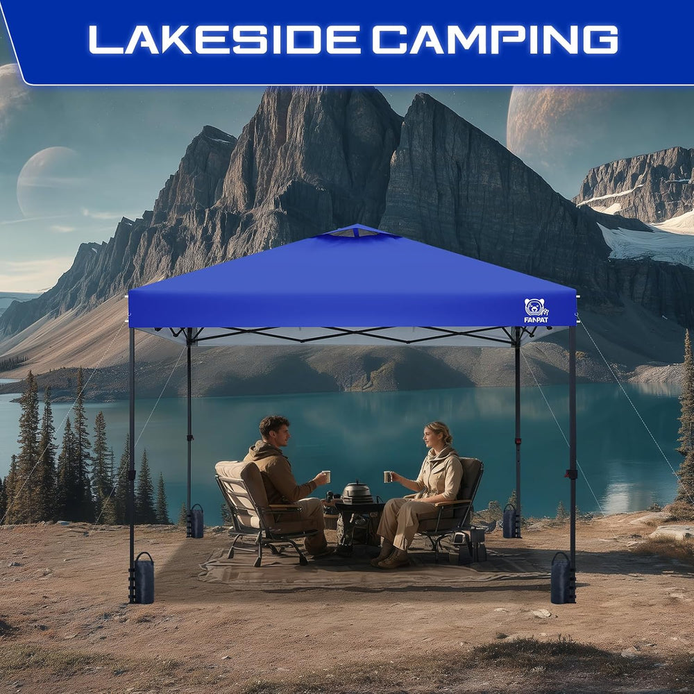 FANPAT 10x10 Pop Up Canopy Tent, Instant Portable Shelter, Blue 10x10