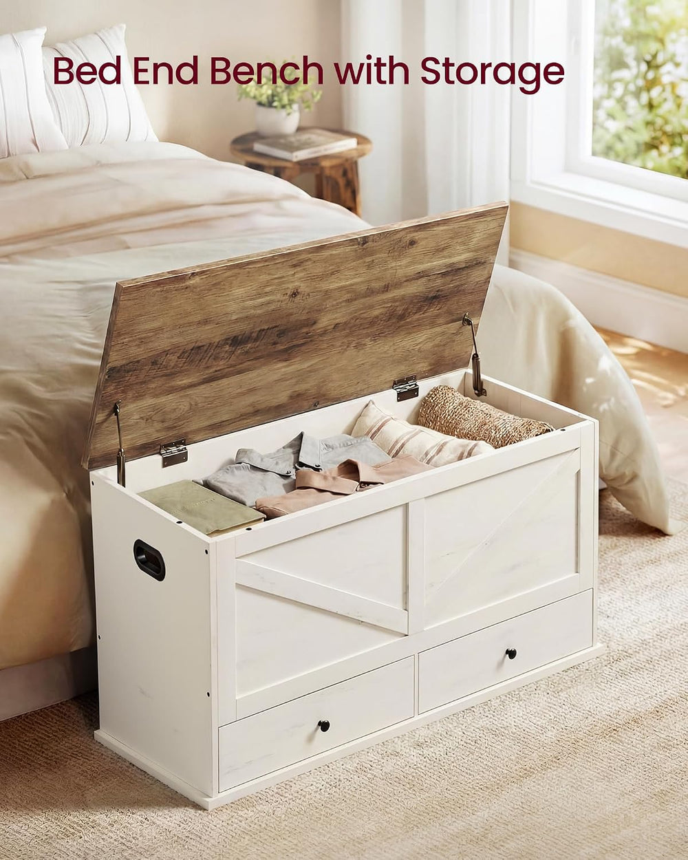 VASAGLE Storage Chest with 2 Fabric Drawers, 15.7 x 39.4 x 19.9 Inches