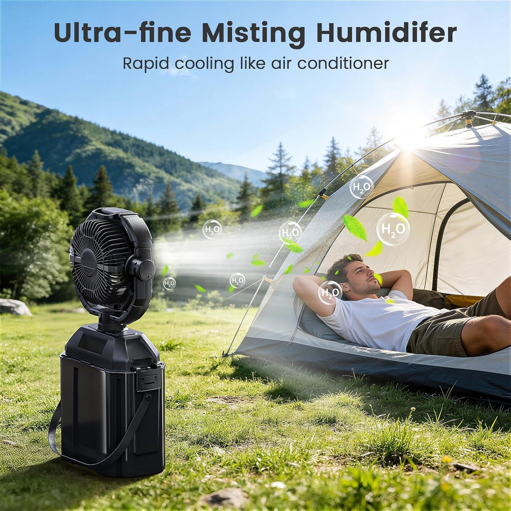 XAP Portable Misting Fan Rechargeable for Hot Weather - 9-inch Oscillating Ca...