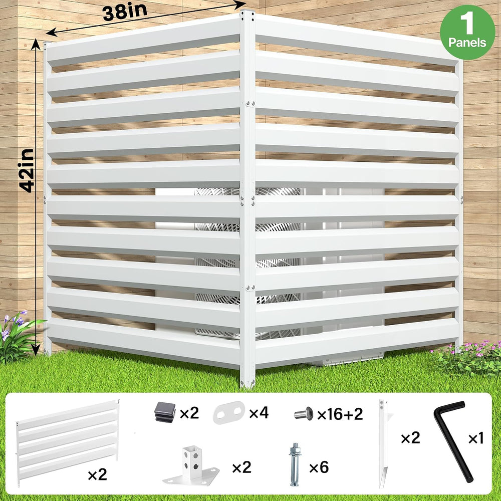 Metal Privacy Fence Screen, 42" H×38" W (1 Panel) No-Dig Air Condit...