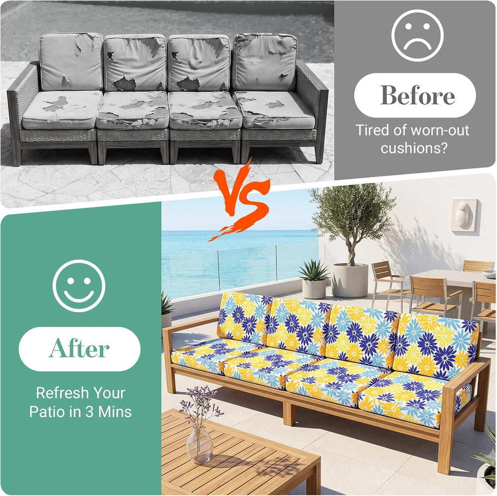 8Pcs Patio Cushion Covers Stretch Outdoor Furniture Protector Slipcovers