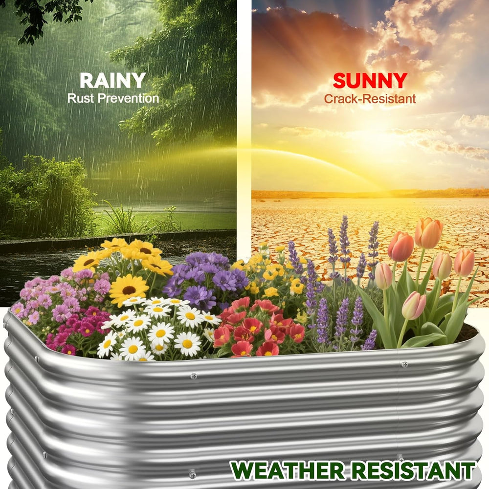 4 Pack 2x2FT Corrugated Galvanized Steel Raised Garden Bed Outdoor, Metal Abo...