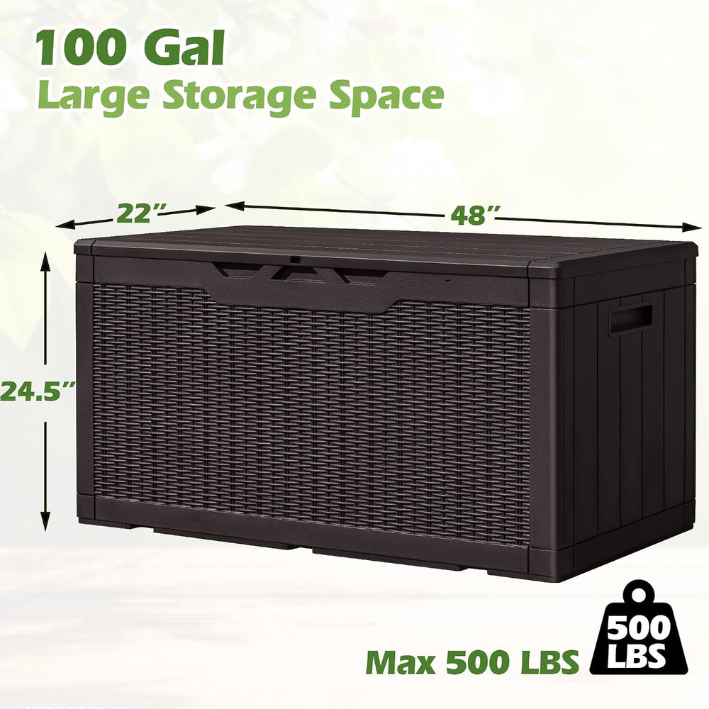 Greesum 100 Gallon Resin Deck Box Large Outdoor Storage, Imitation Rattan Wea...