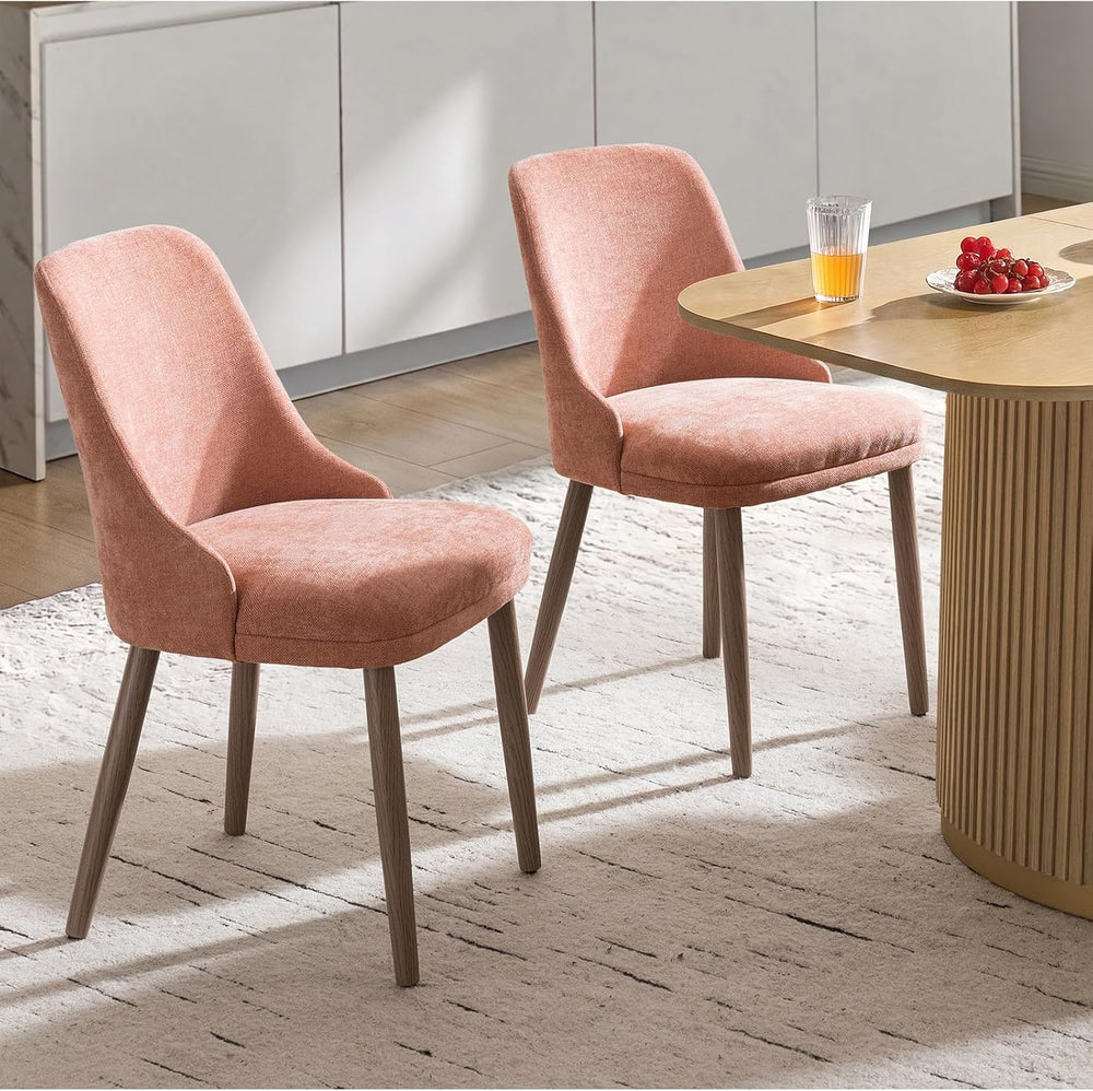 HULALA HOME Dining Chairs Set of 2, Coral Fabric Upholstered Dining Room Chai...