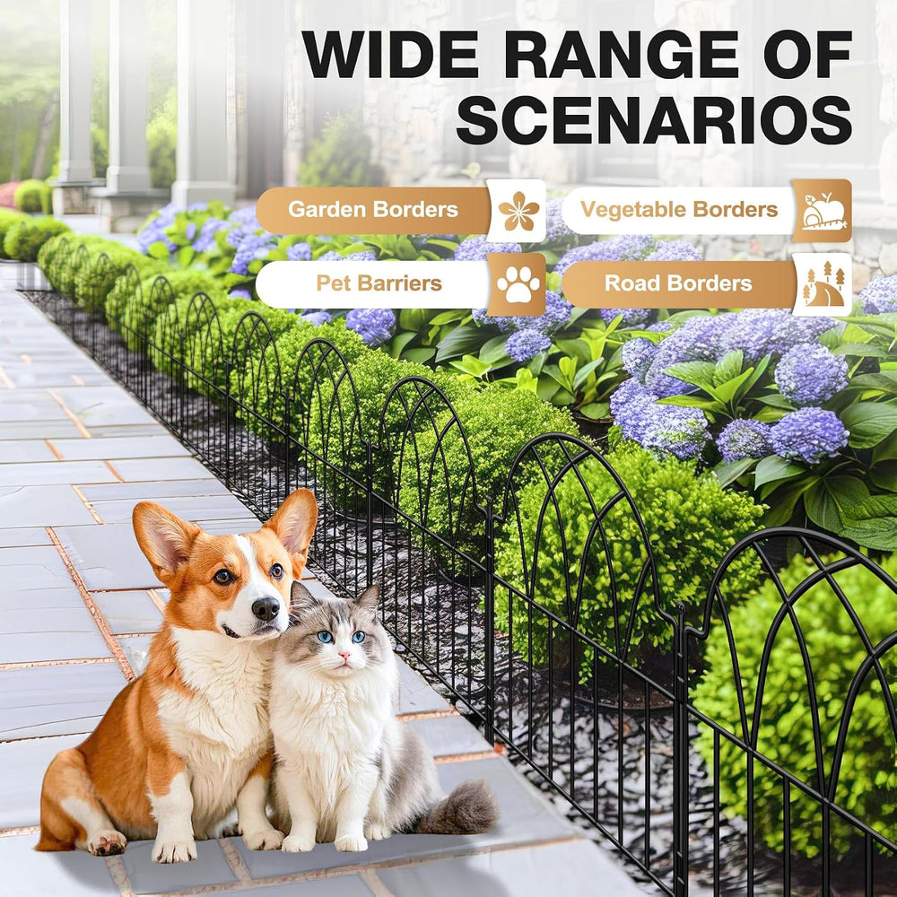 25 Pack Decorative Garden Fence Panels - 26.41Ft Arched Landscape Border with...