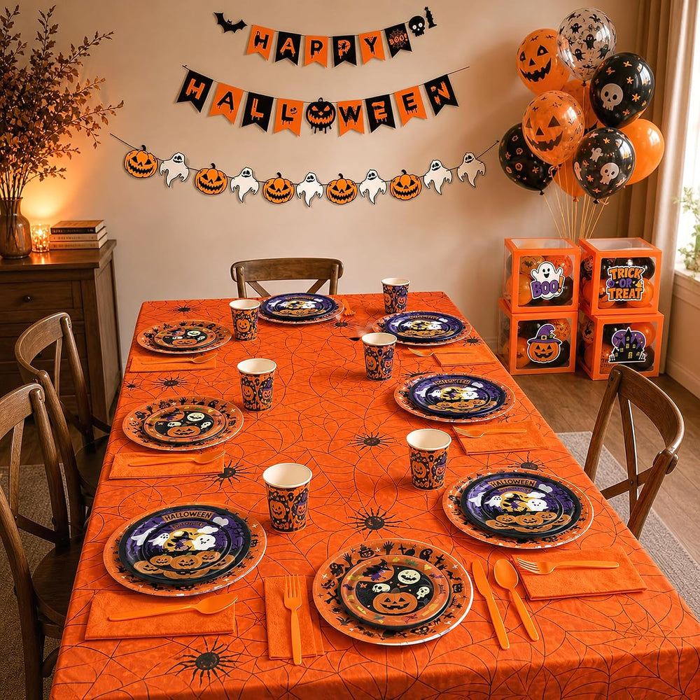 UJoyant 323PCS Halloween Party Decorations Set for 25 Guests, Orange Purple T...