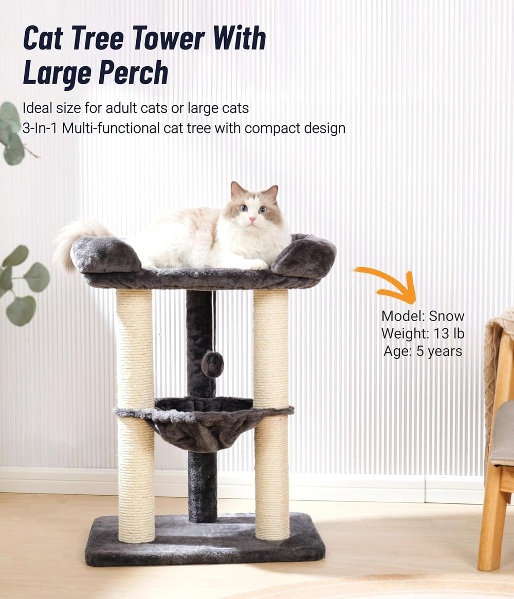 Happi N Pets 28" Cat Tree, Large Bed for Big Cats, Small Cat Tower with ...