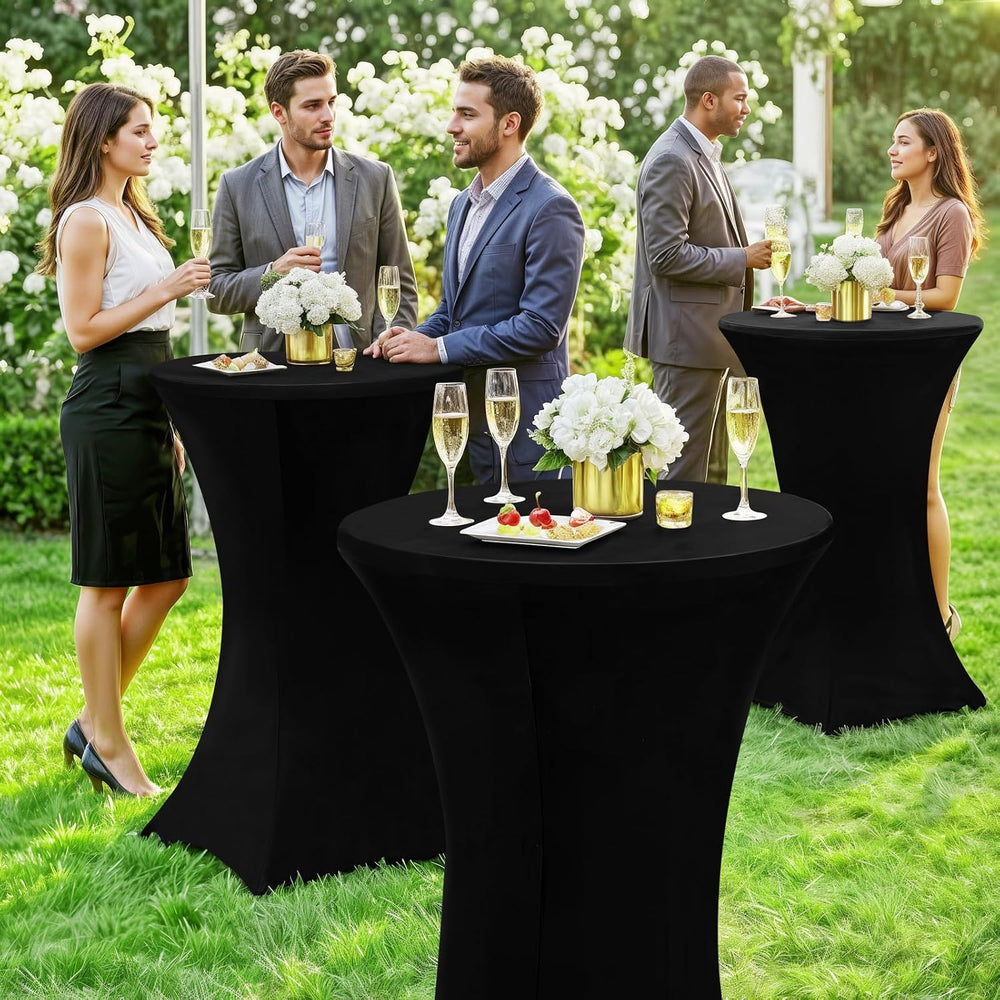 Moosfor Spandex Cocktail Table Covers 4 Pack, Elastic Fitted Stretch Table Cl...