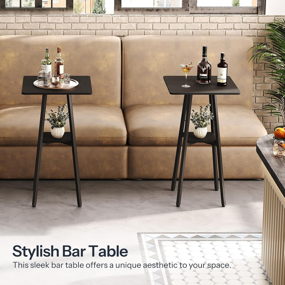 HOOBRO Bar Table, 2-Tier High Top Pub Table, Counter Height Table with Storag...