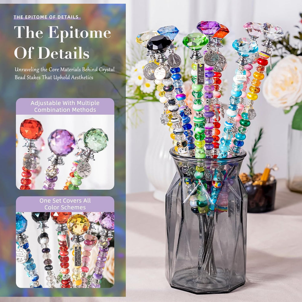 513Pcs DIY Beaded Garden Stakes, Fairy Wand Kit with 18 Threaded Rod