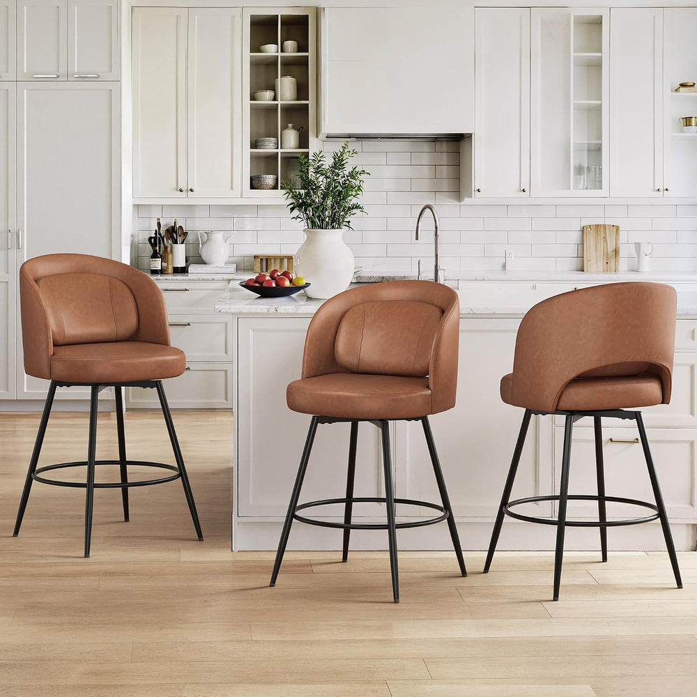 LUE BONA 26''H Swivel Bar Stools Set of 3, Counter Height Bar Stools ...