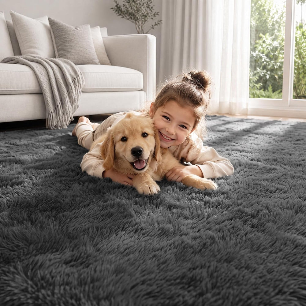 6x9 Area Rugs for Living Room Bedroom,Ultra Soft Fluffy Shag Rug Grey