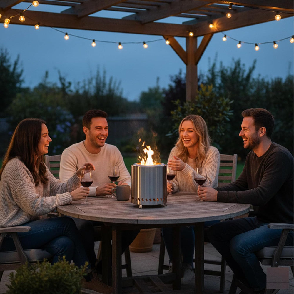 Relaxdays Smokeless Tabletop Fireplace, Stainless Steel, 25 x 22.5 x 22.5 cm,...