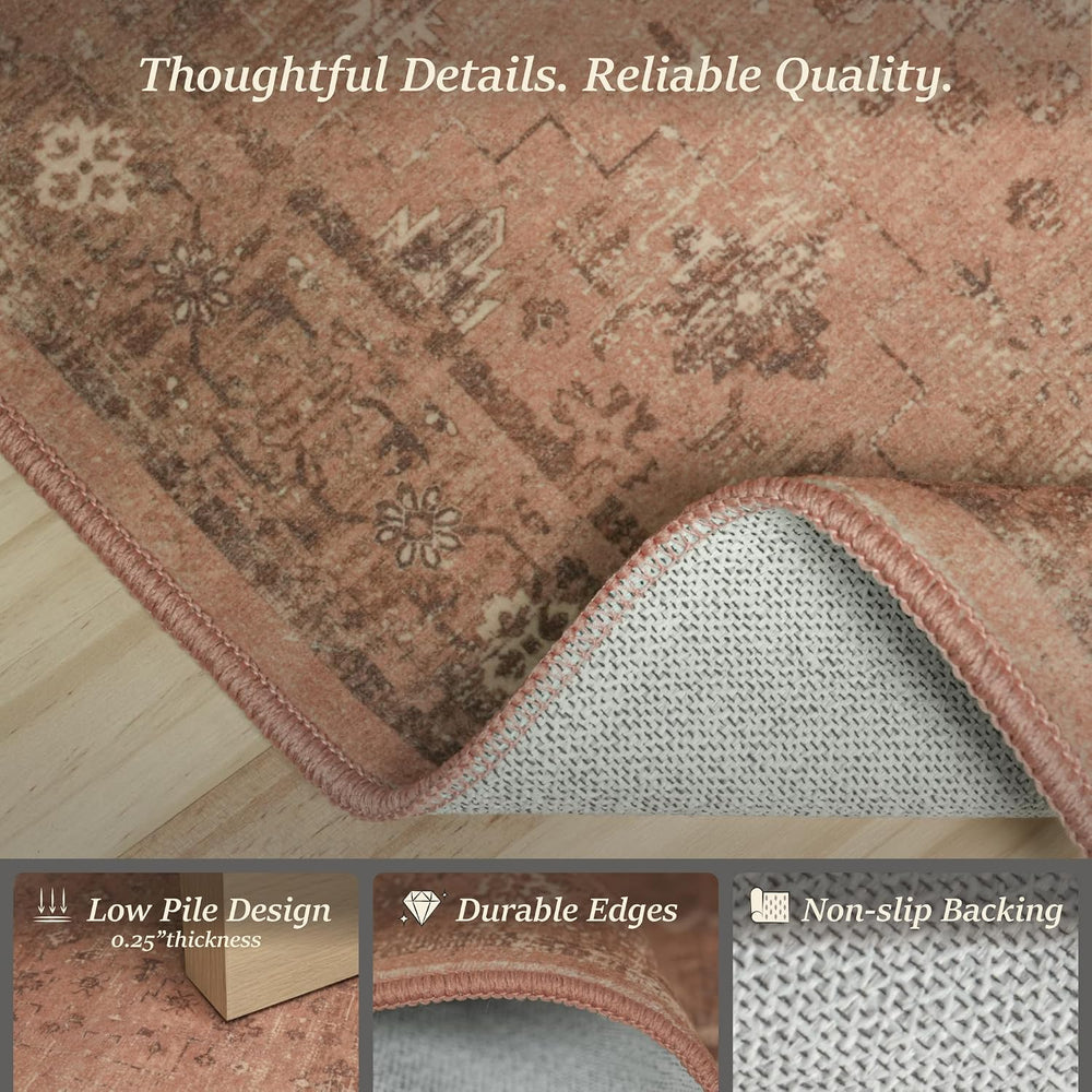 TALANOVA Terracotta 9x12 Washable Area Rugs for Large Living Room, Non-Slip L...