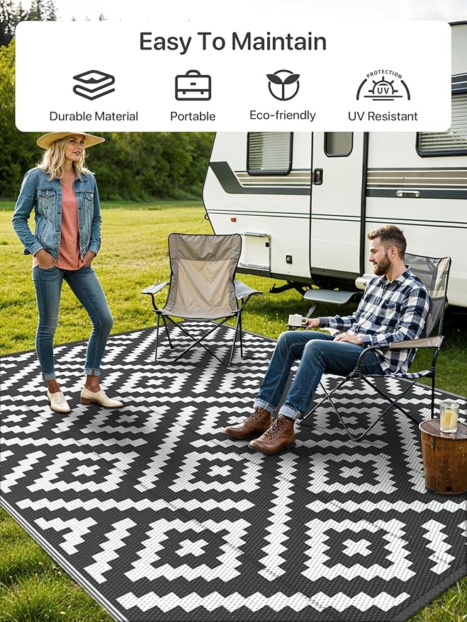 GENIMO Outdoor Rugs 8x10 Waterproof, Reversible Mats, Area Plastic Straw Rug,...